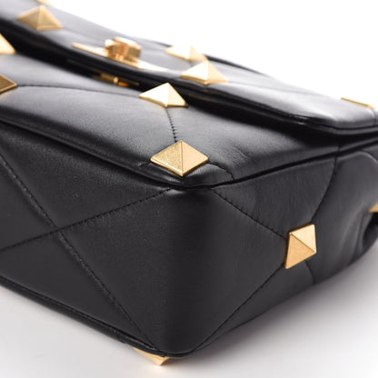 Valentino Garavani Nappa Large Roman Stud Shoulder Bag Black 9 of 9