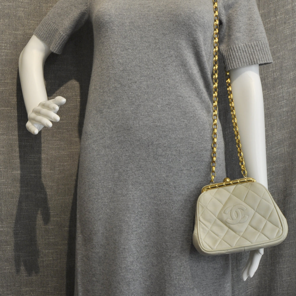 Chanel Lambskin Quilted Evening Bag Light Beige 3 of 3