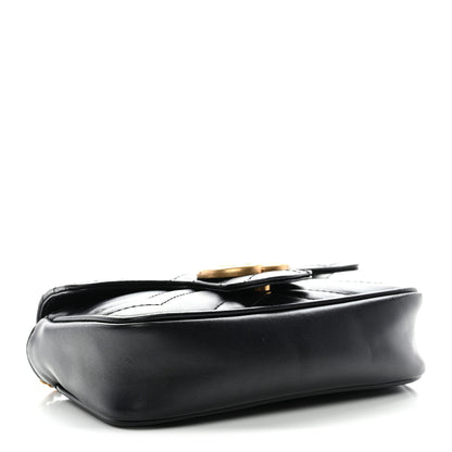 Gucci Calfskin Matelasse Super Mini GG Marmont Shoulder Bag Black 4 of 11
