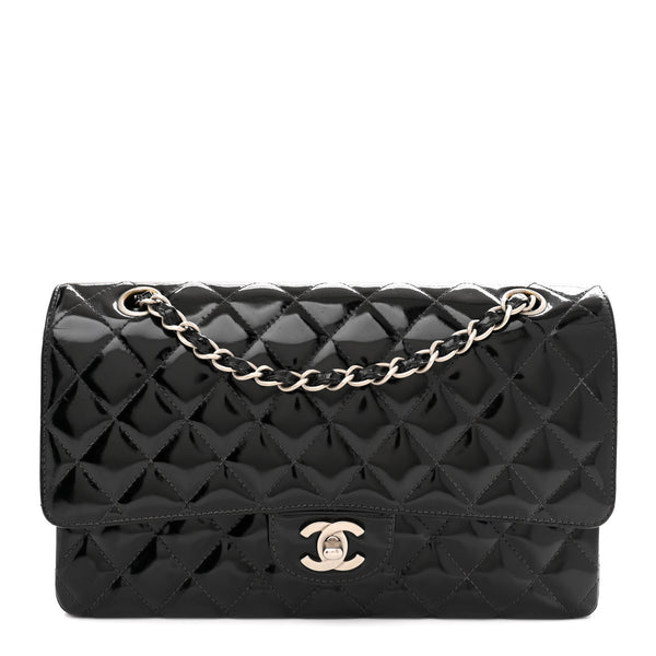 Chanel Patent Quilted Medium Double Flap Black 1883566 – FASHIONPHILE