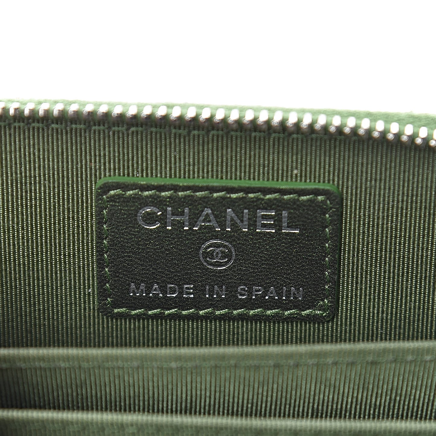 Metallic Lambskin Quilted Zip Around Coin Purse Wallet Green