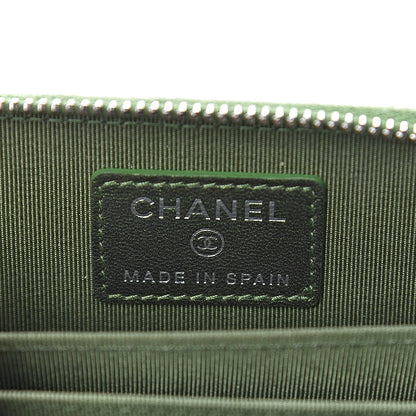 Chanel Metallic Lambskin Quilted Zip Around Coin Purse Wallet Green 6 of 8