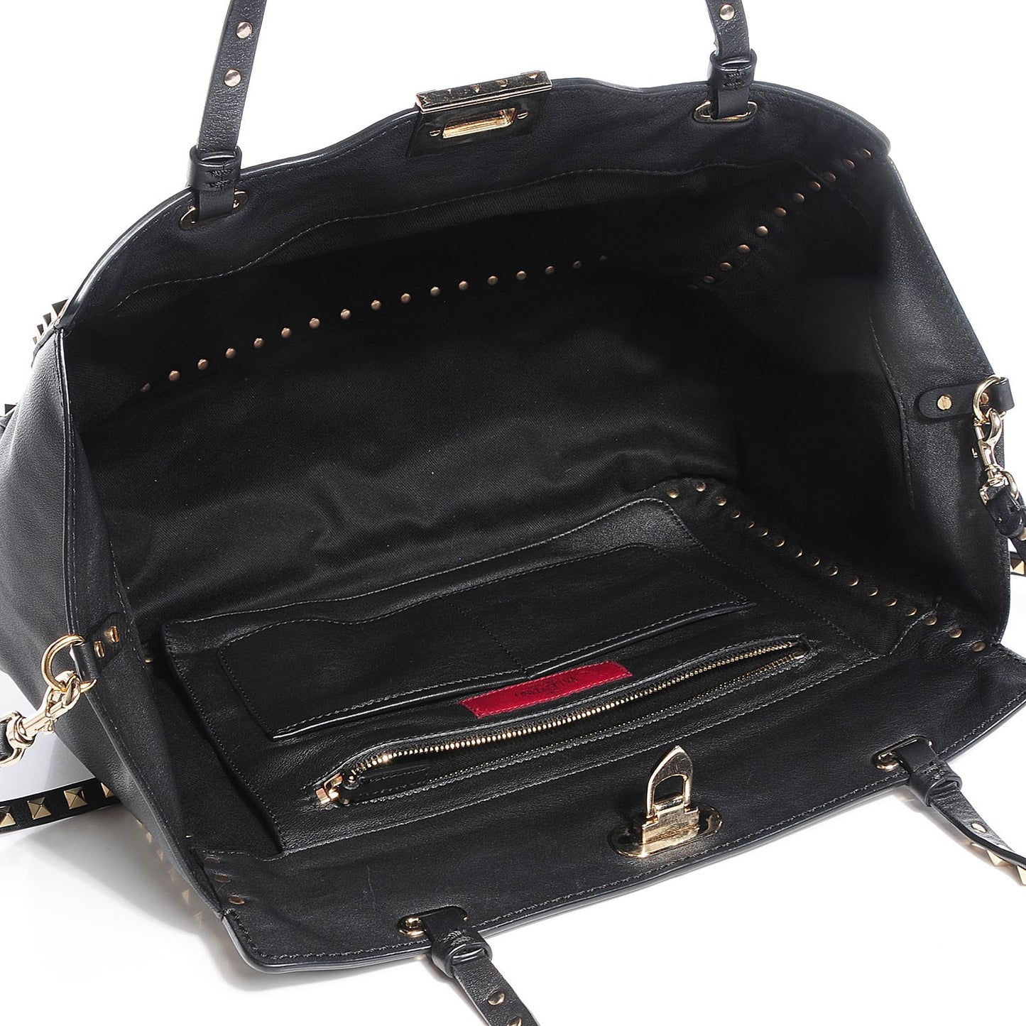 Vitello Medium Rockstud Tote Black