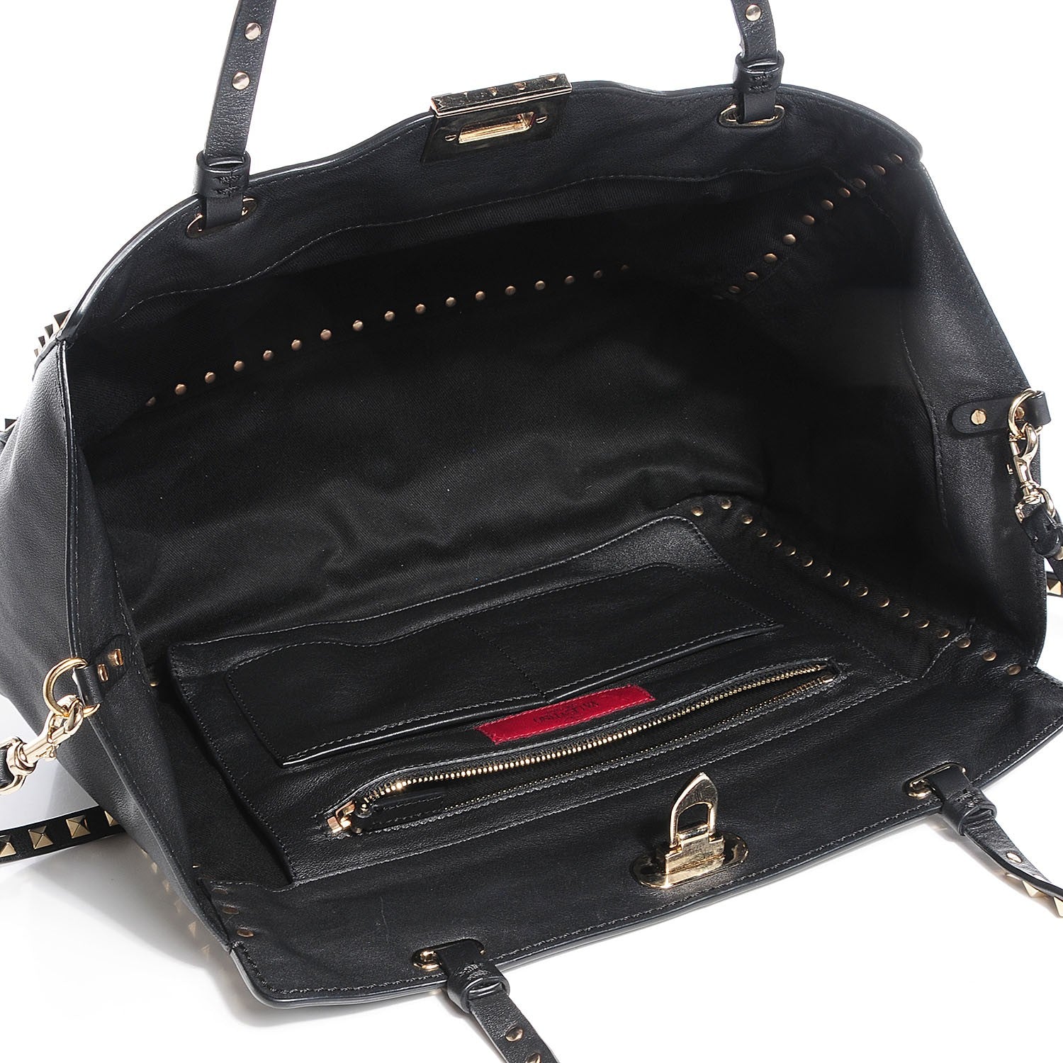 Valentino Garavani Vitello Medium Rockstud Tote Black 5 of 8