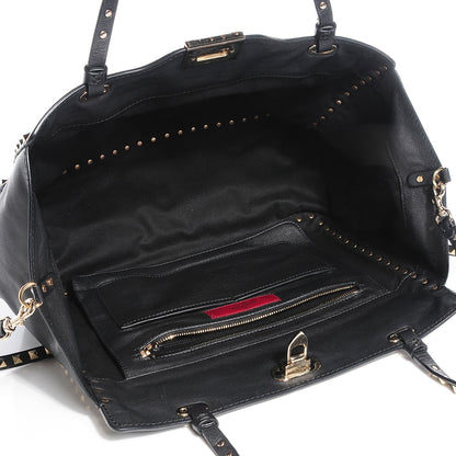 Valentino Garavani Vitello Medium Rockstud Tote Black 5 of 8