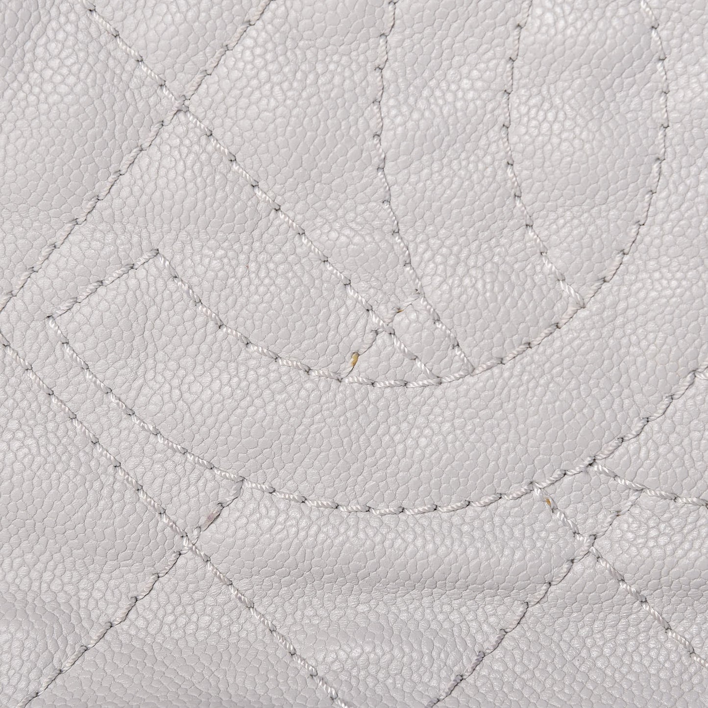 Grained Calfskin Quilted Small Daily Shopping Tote Light Grey