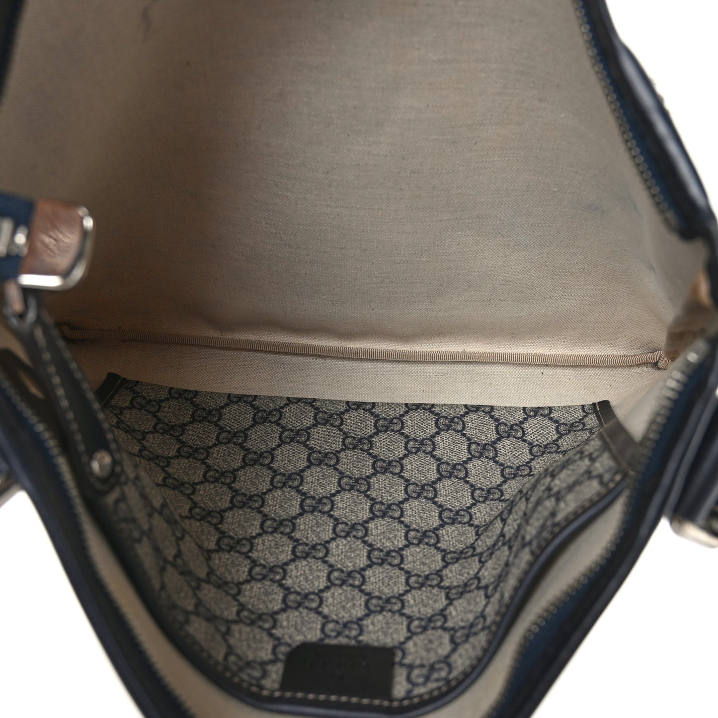 GG Supreme Monogram Web Messenger Beige Blue