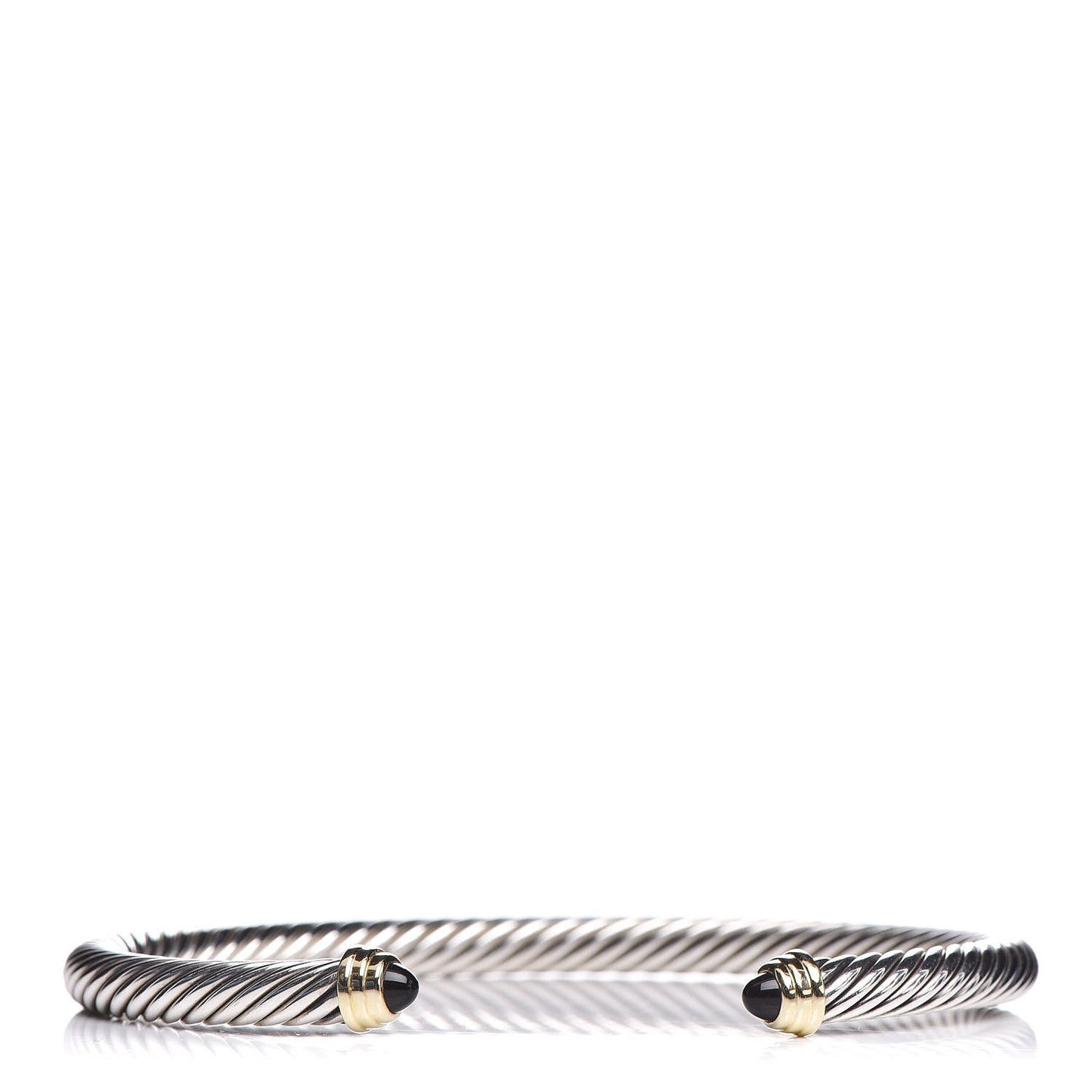 Sterling Silver 14K Yellow Gold Black Onyx 5mm Cable Classics Petite Color Bracelet