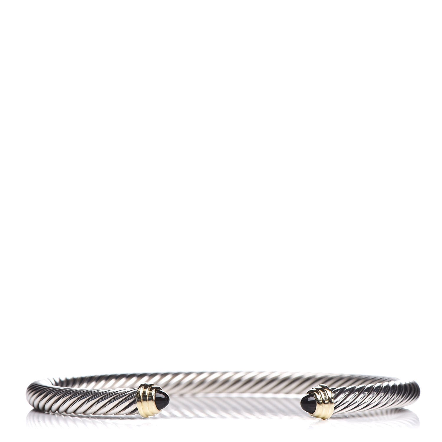 David Yurman Sterling Silver 14K Yellow Gold Black Onyx 5mm Cable Classics Petite Color Bracelet 1 of 4
