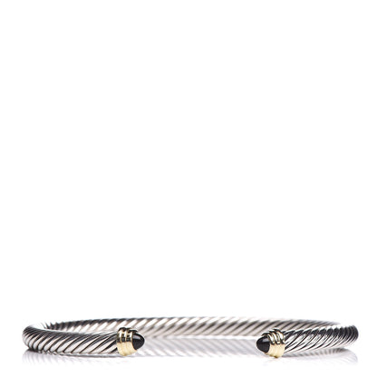 David Yurman Sterling Silver 14K Yellow Gold Black Onyx 5mm Cable Classics Petite Color Bracelet 1 of 4
