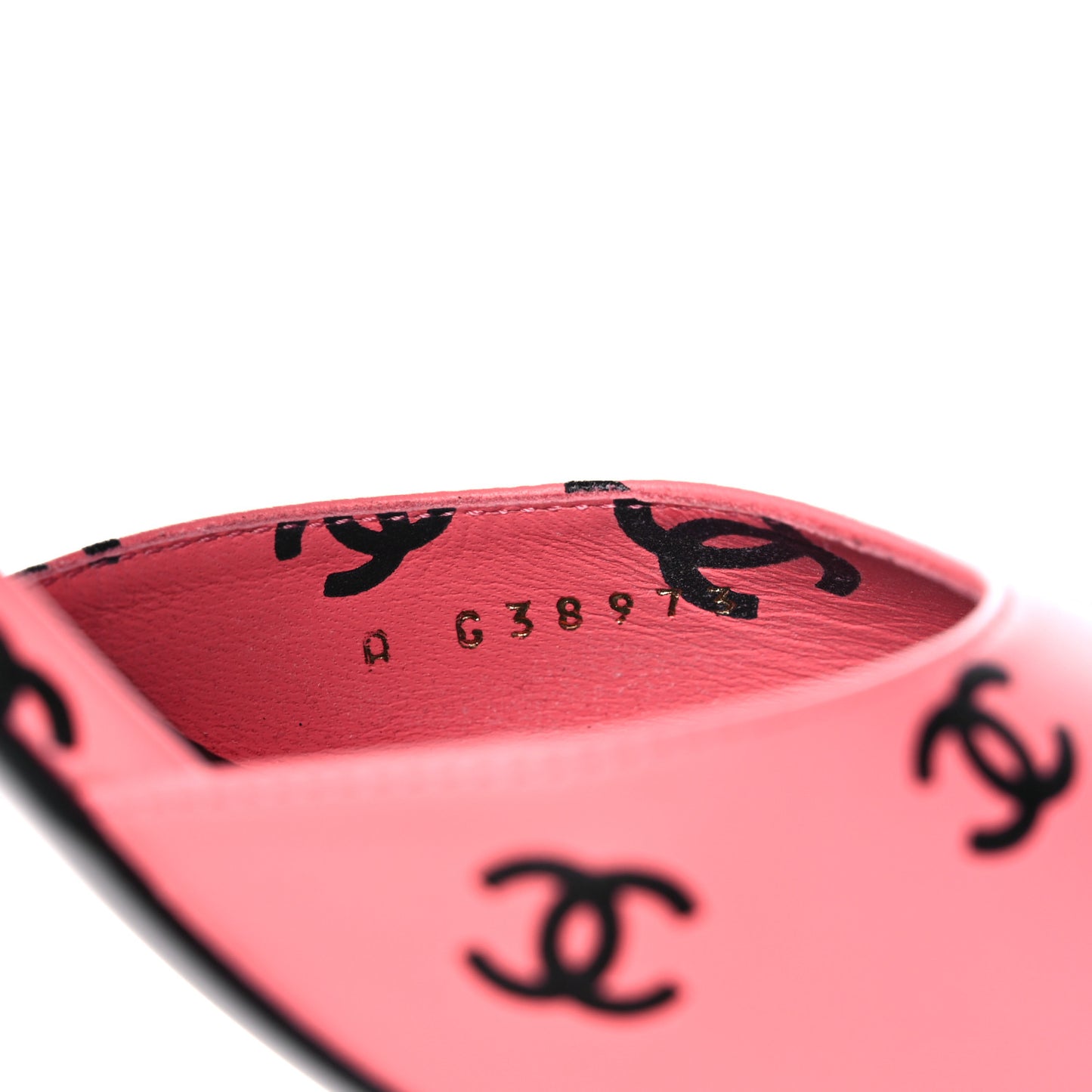 Printed Lambskin CC Sandals 38 Pink Black