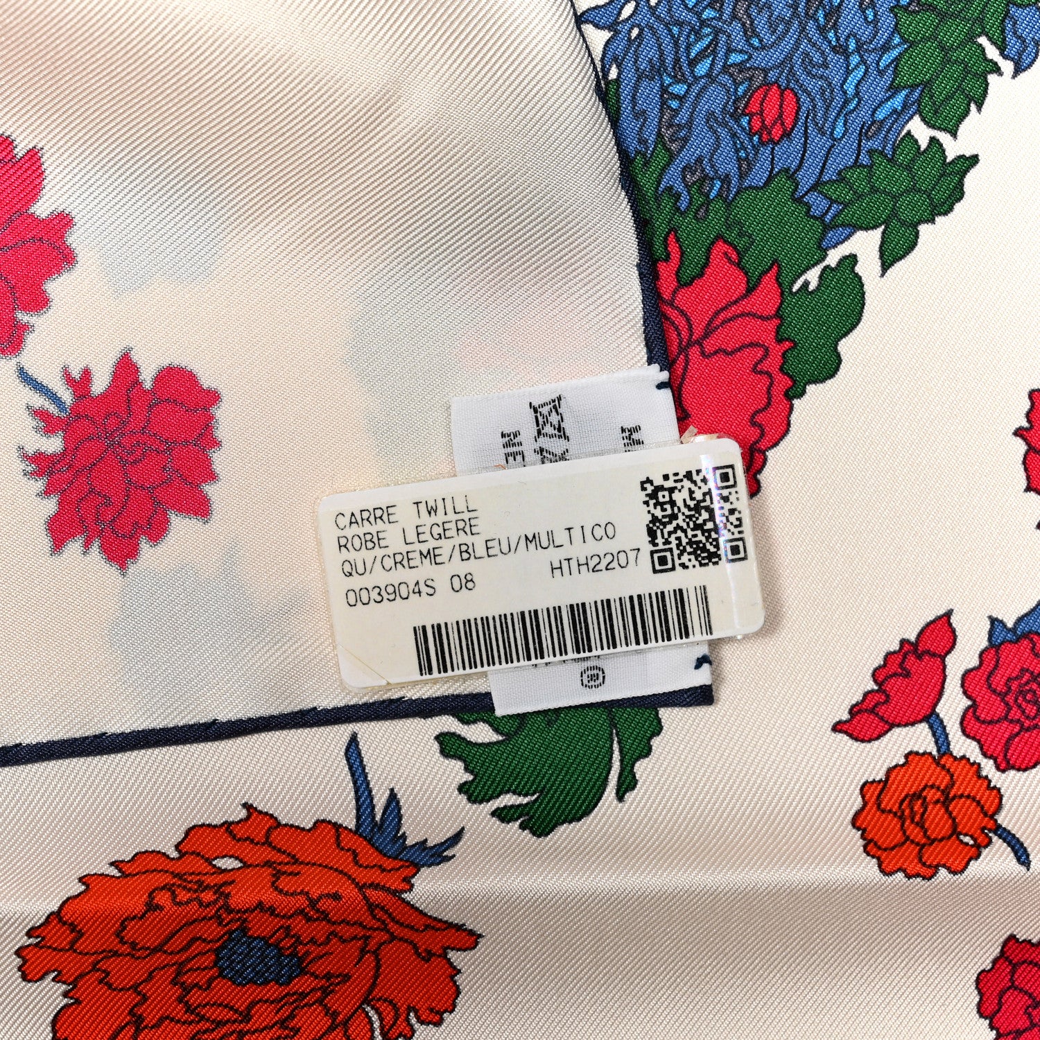 Hermes Silk Robe Legere Scarf 90 Creme Bleu Multicolor 6 of 6