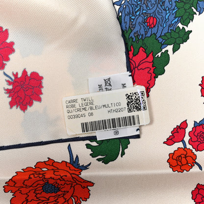 Hermes Silk Robe Legere Scarf 90 Creme Bleu Multicolor 6 of 6