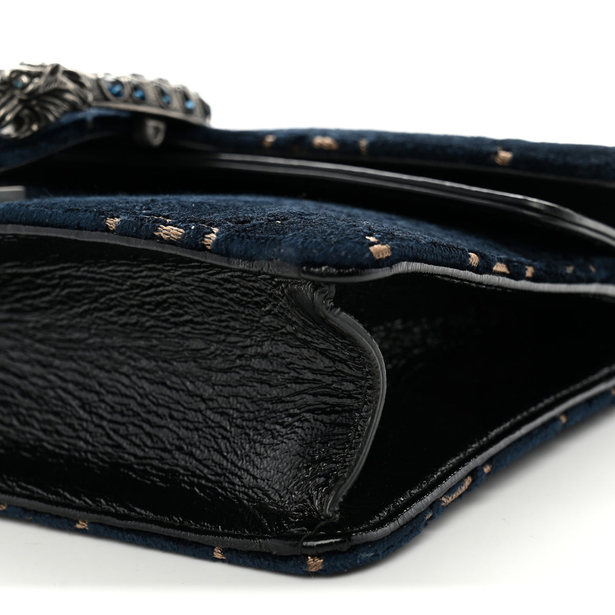 Gucci Velvet Skipper Crystal GG Monogram Small Dionysus Shoulder Bag Blue Beige Black 10 of 10