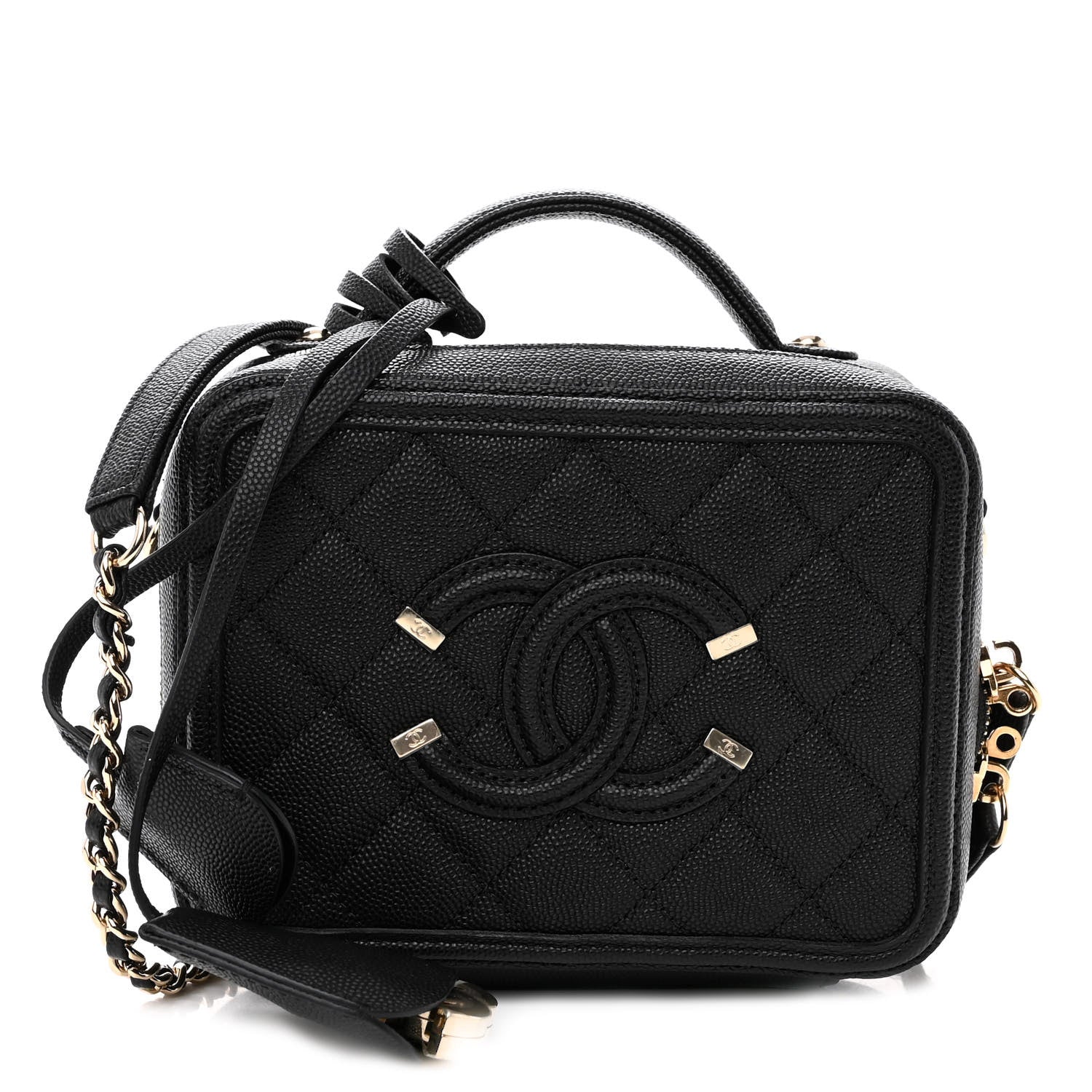 Chanel Caviar Quilted Small CC Filigree Vanity Case Black 1 of 11