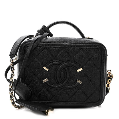 Chanel Caviar Quilted Small CC Filigree Vanity Case Black 1 of 11