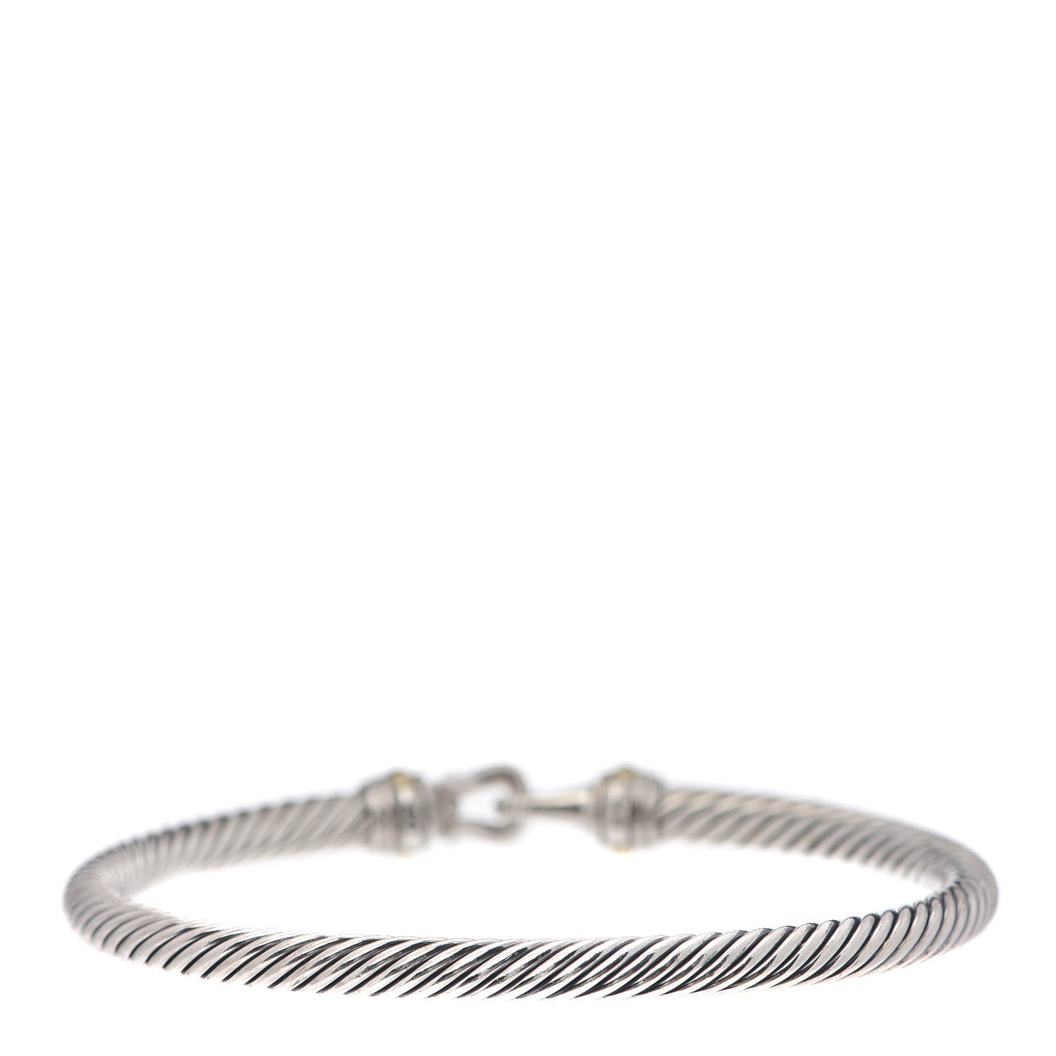 David Yurman Sterling Silver 18K Yellow Gold 5mm Cable Classic Buckle Bracelet 3 of 5