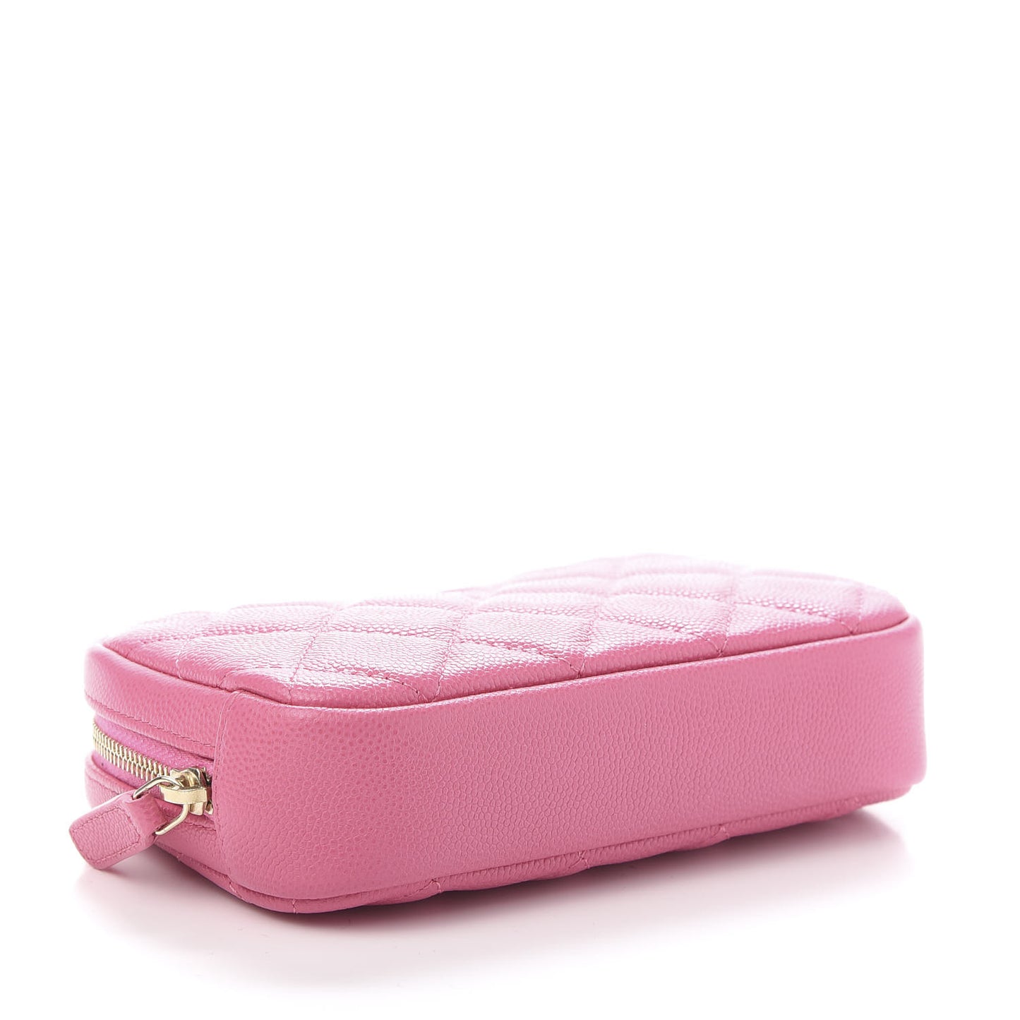 Caviar Quilted Small Curvy Pouch Cosmetic Case Pink