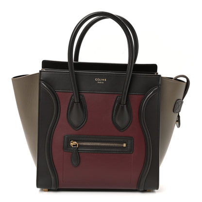 Celine Smooth Calfskin Nubuck Micro Tri-Color Luggage Burgundy 1 of 9