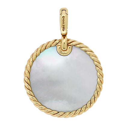 David Yurman 18K Yellow Gold Black Onyx Mother of Pearl Elements Disc Pendant 3 of 4