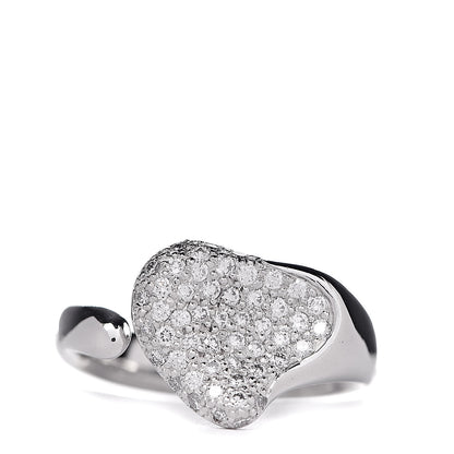 Tiffany Platinum Diamond Elsa Peretti Full Heart Ring 51 5.75 1 of 5