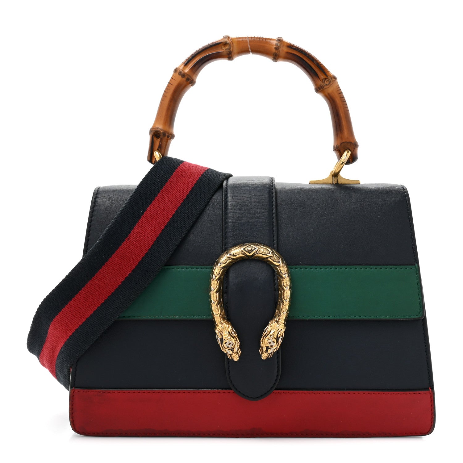 Gucci Moon Calfskin Bamboo Web Medium Dionysus Top Handle Bag Blue Emerald Hibiscus Red 1 of 20