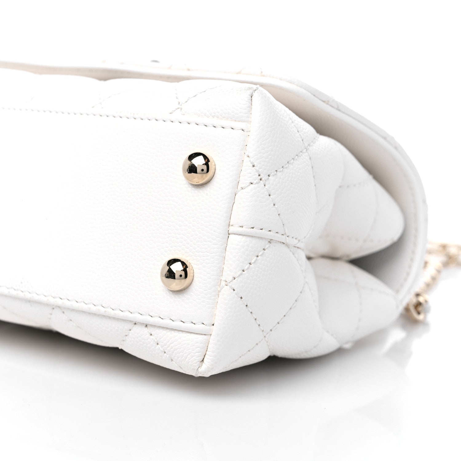 Chanel Caviar Quilted Extra Mini Coco Handle Flap White 9 of 10