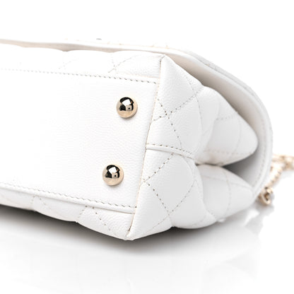 Chanel Caviar Quilted Extra Mini Coco Handle Flap White 9 of 10