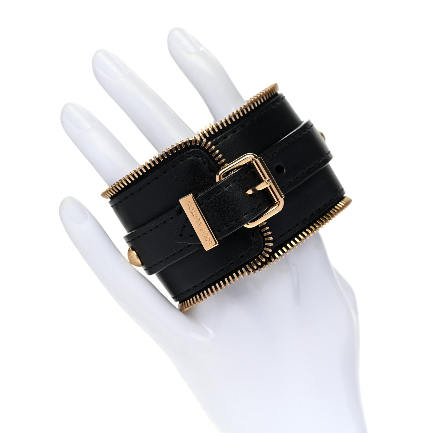 Louis Vuitton Calfskin Zippy Cuff Bracelet Black 2 of 6