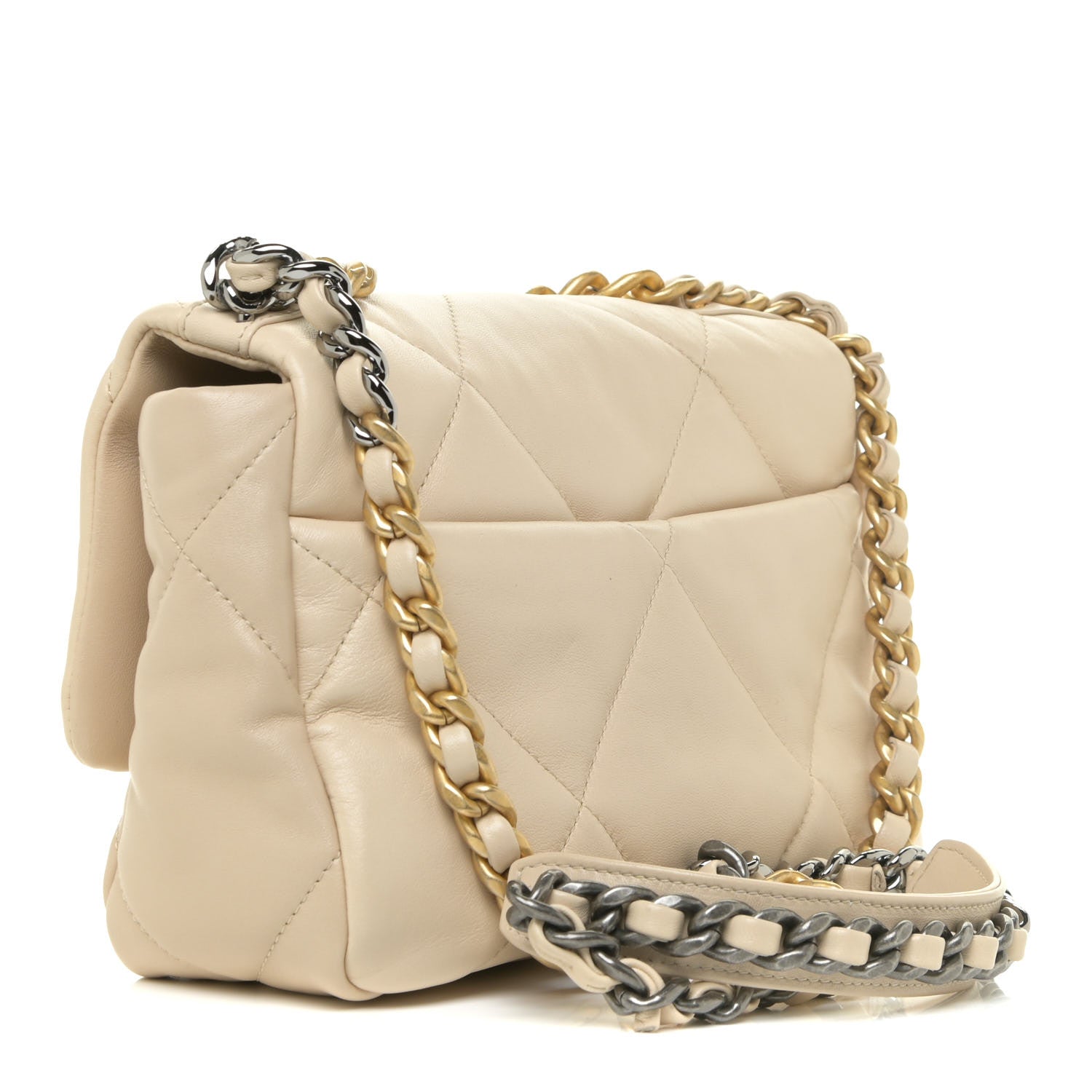 Chanel Lambskin Quilted Medium Chanel 19 Flap Beige 3 of 13