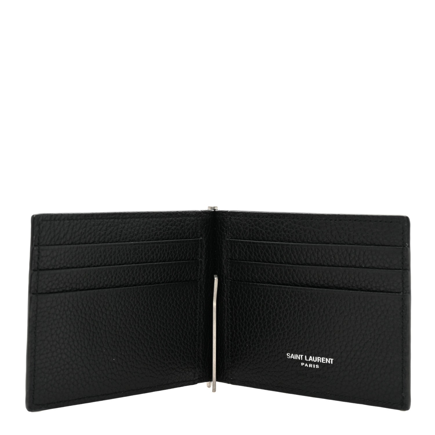 Saint Laurent Grained Calfskin Cassandre Shadow Bill Clip Wallet Black 5 of 11