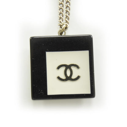 Chanel Resin Crystal Geometric Square Necklace Black 4 of 5