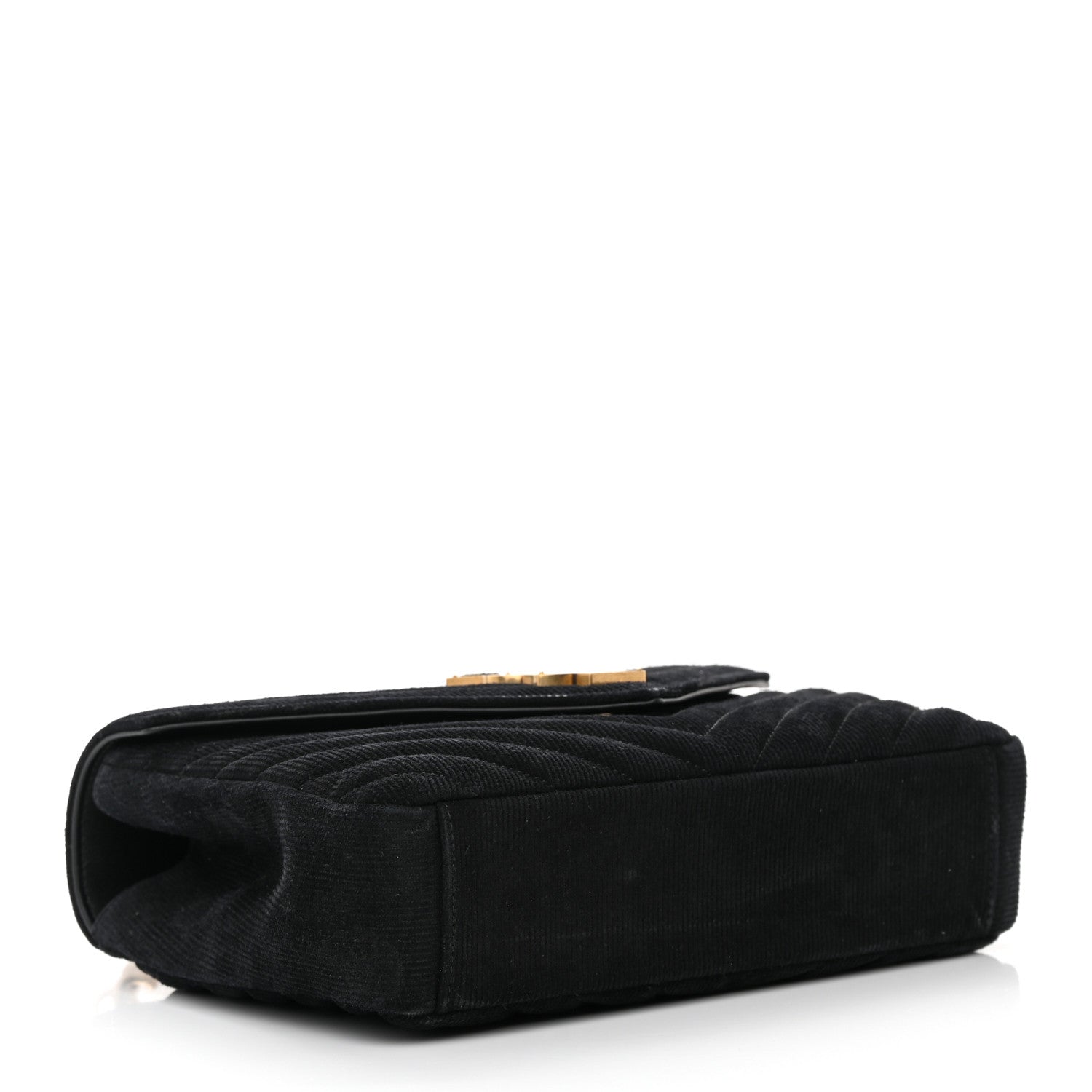 Saint Laurent Corduroy Matelasse Chevron Monogram Medium College Bag Softy Black 4 of 15