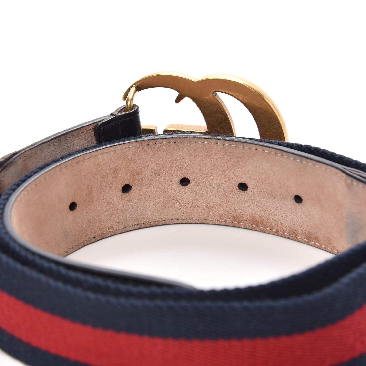 Gucci Nylon Calfskin Double G Web 40mm Belt 90 36 Blue Red Black 3 of 5