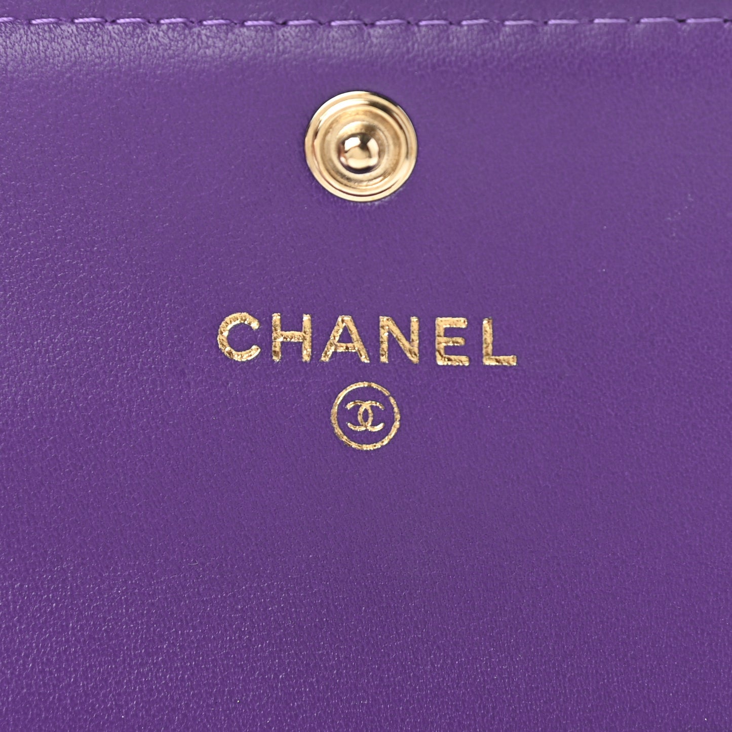Lambskin Quilted Boy Flap Card Holder Purple