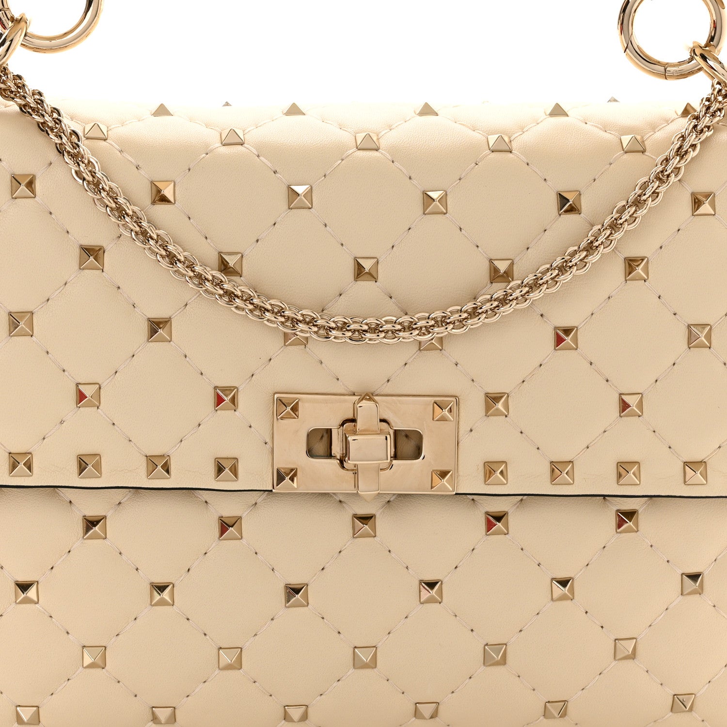 Valentino Garavani Nappa Medium Rockstud Spike Shoulder Bag Light Ivory 7 of 10