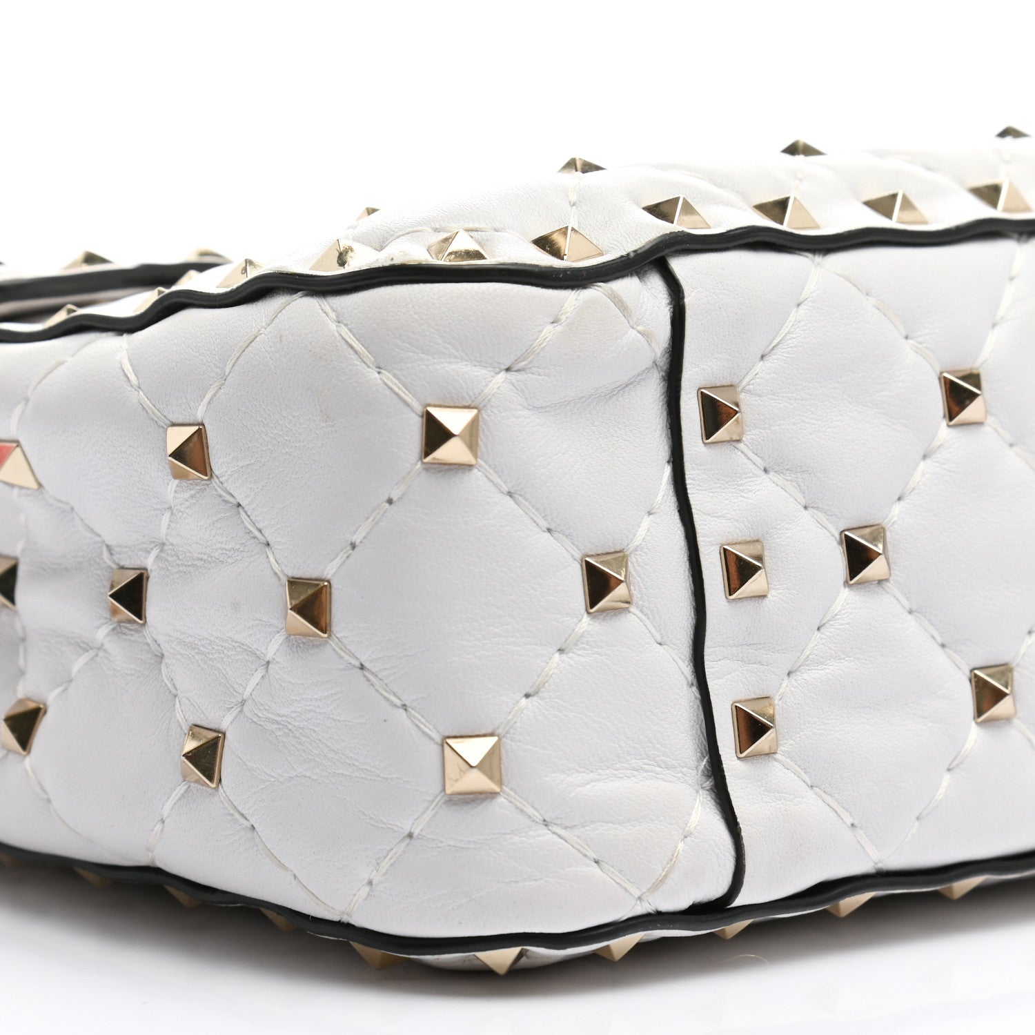Valentino Garavani Lambskin VLTN Print Medium Rockstud Spike Shoulder Bag Optic White Black 8 of 10