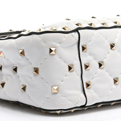 Valentino Garavani Lambskin VLTN Print Medium Rockstud Spike Shoulder Bag Optic White Black 8 of 10