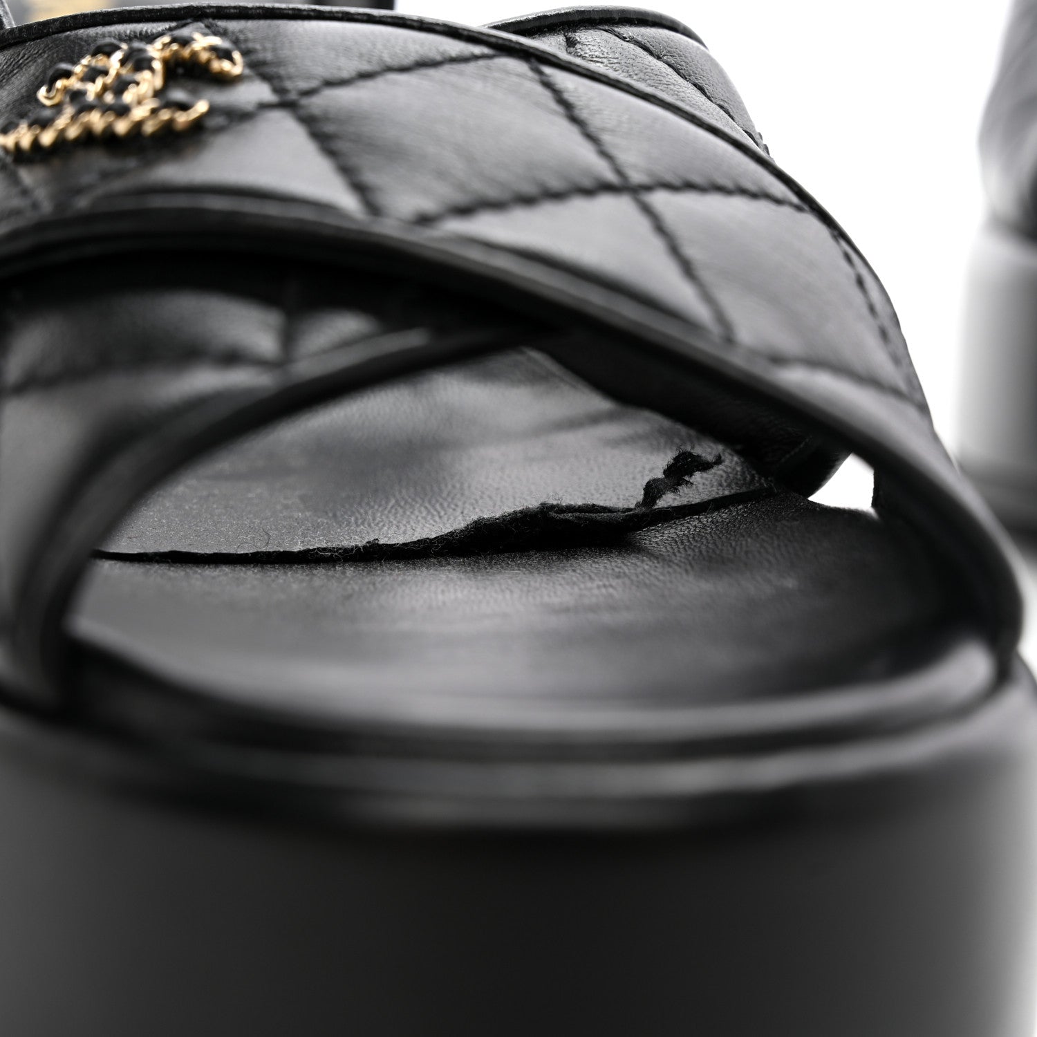Chanel Lambskin Quilted CC Platform Sandals 39 Black 11 of 12