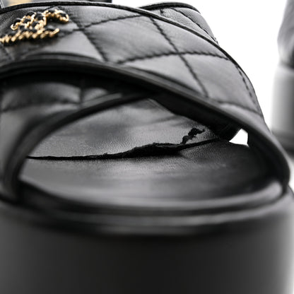 Chanel Lambskin Quilted CC Platform Sandals 39 Black 11 of 12