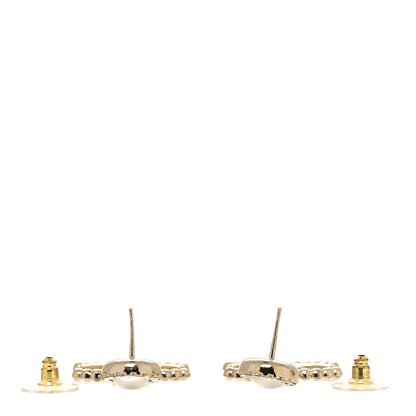 Chanel Crystal Pearl Bow-tiful CC Drop Earrings Gold 3 of 5