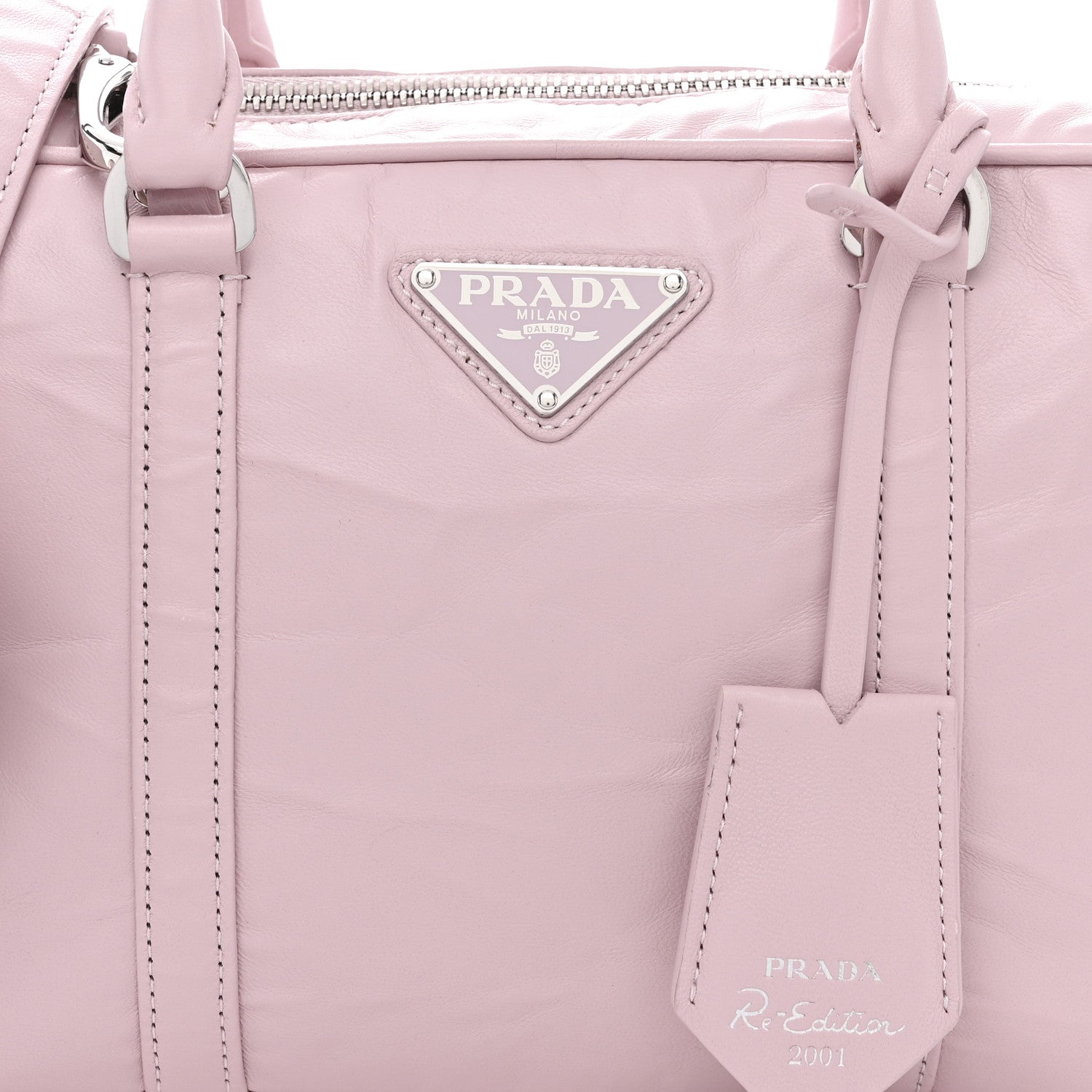 Prada Nappa Antique Medium Re-Edition 2001 Two Handle Bag Alabastro 11 of 16