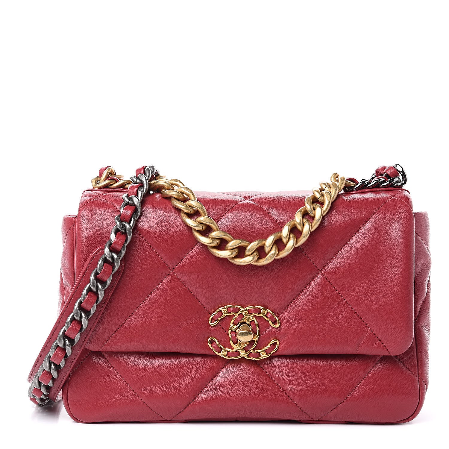 Chanel Lambskin Quilted Medium 19 Flap Red 1 of 10