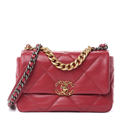 Chanel Lambskin Quilted Medium 19 Flap Red 1 of 10