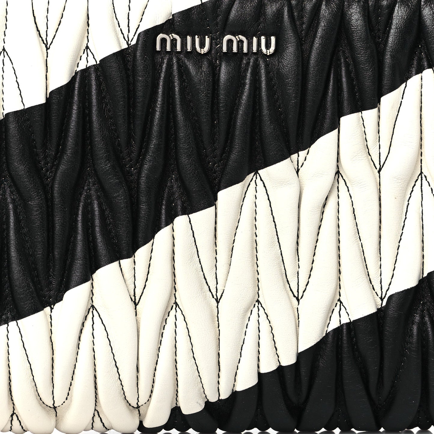 Nappa Matelasse Striped Shoulder Bag Black White