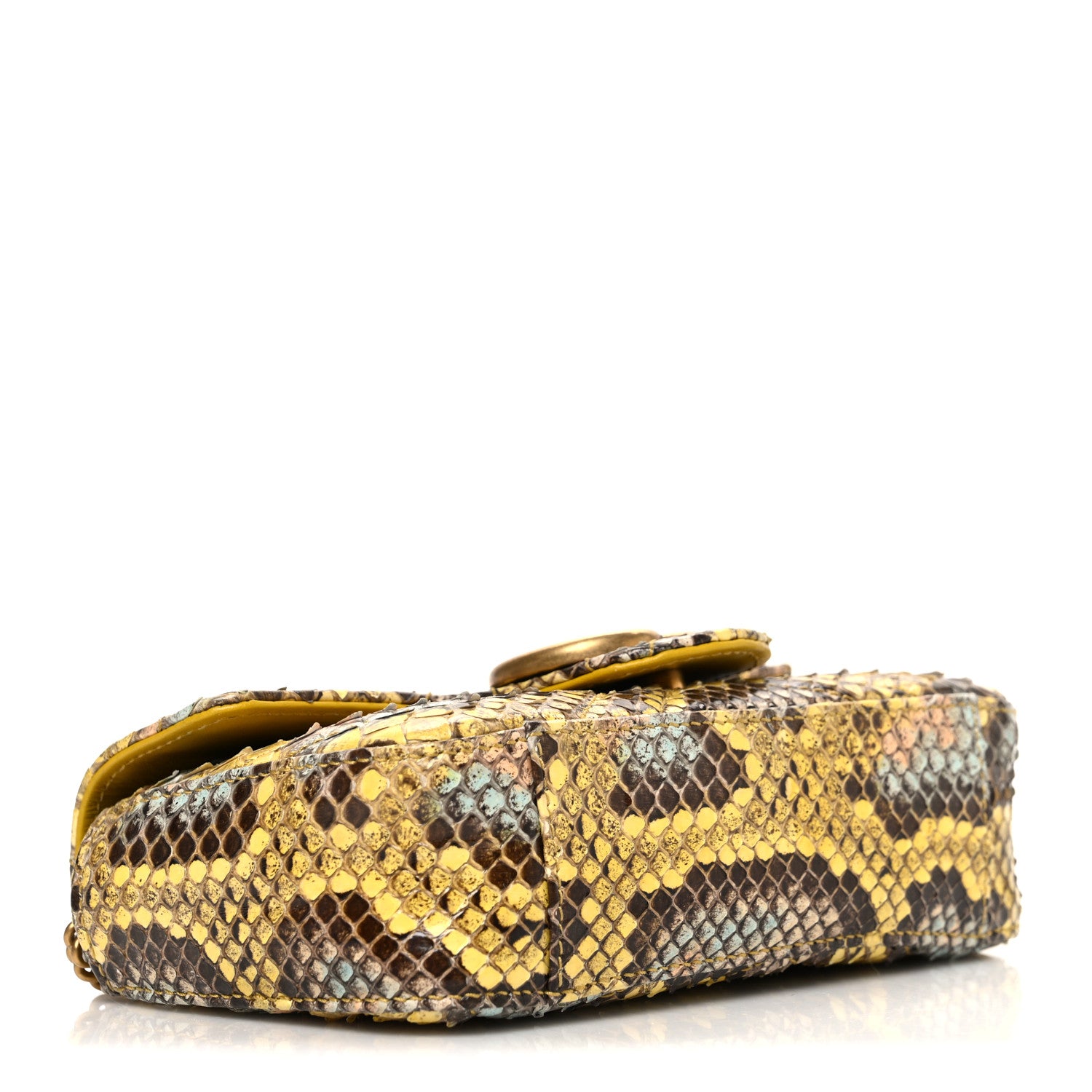 Gucci Snakeskin Matelasse GG Marmont Shoulder Bag Green Multicolor 4 of 11