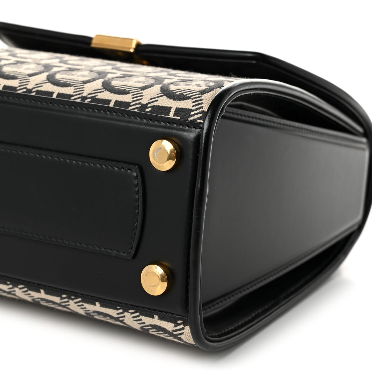 Canvas Calfskin Gancini Small Boxyz Black Beige