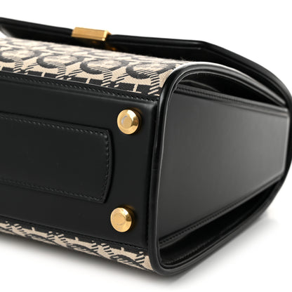 Salvatore Ferragamo Canvas Calfskin Gancini Small Boxyz Black Beige 9 of 10