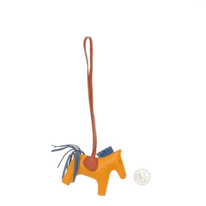 Hermes Milo Lambskin Grigri Rodeo Horse Bag Charm PM Jaune D'Or Bleu Agate Cornaline 2 of 4