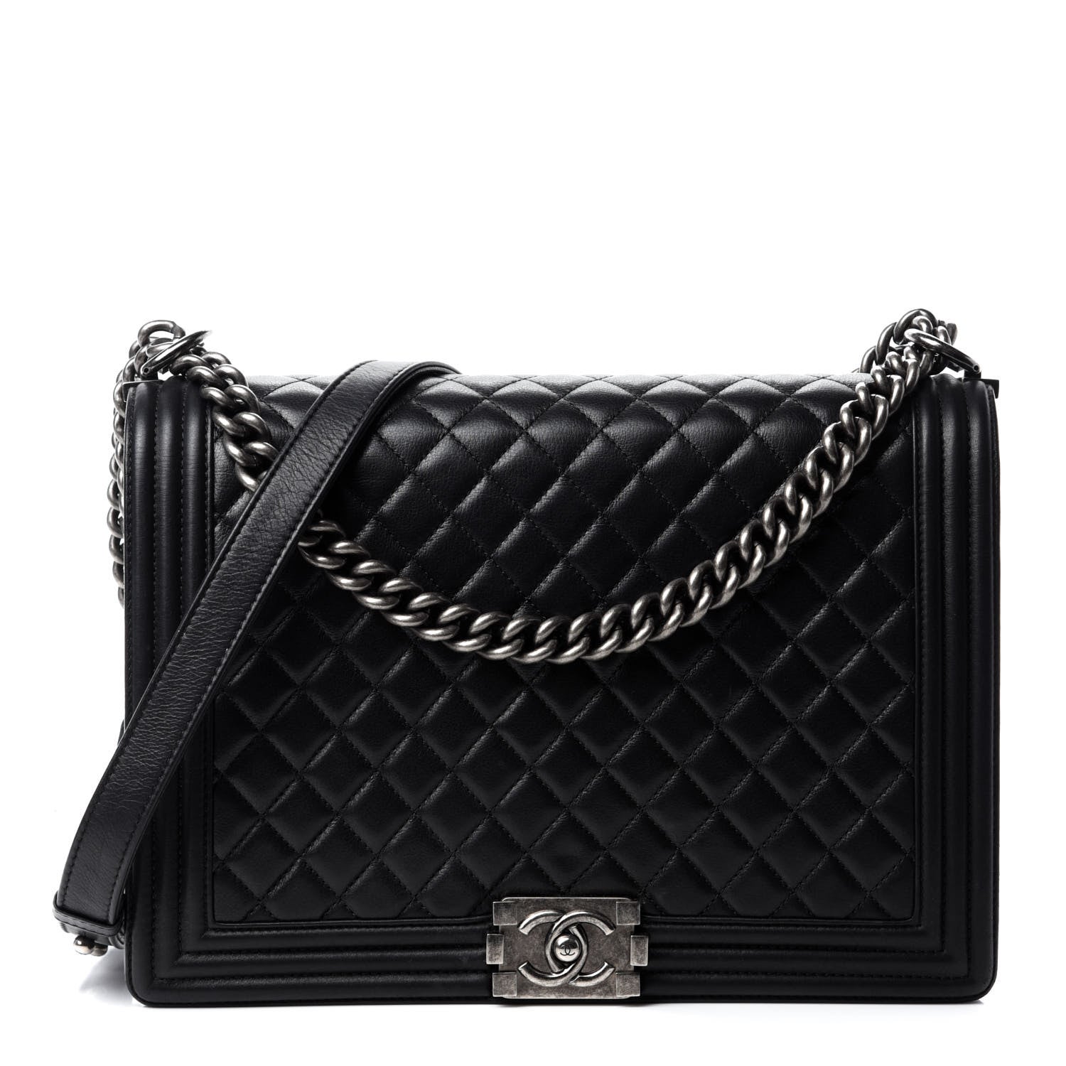 Chanel Calfskin Quilted Large Boy Flap Black 1 of 14